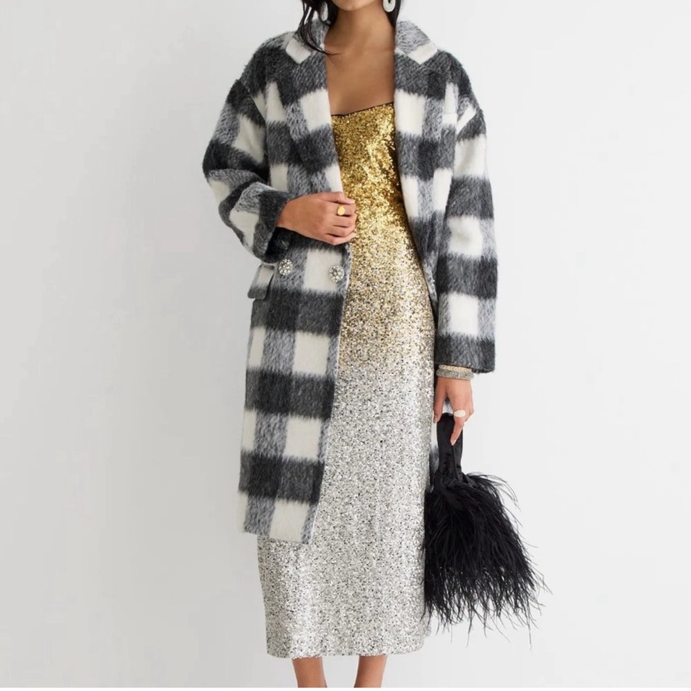 NWT - JCrew Collection relaxed topcoat in Italian brushed buffalo check XS